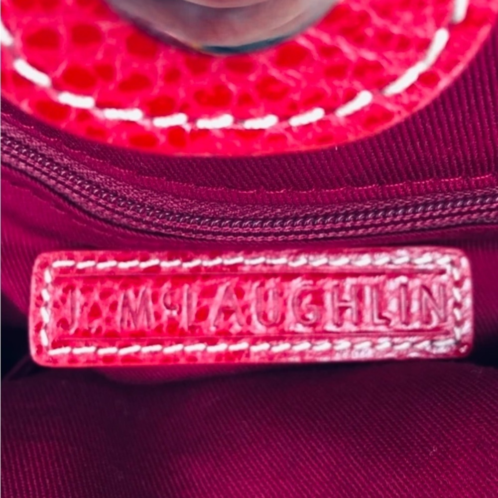 J. McLaughlin Red Suede Bag Leather Braided Handles RARE All Red - Picture 13 of 16